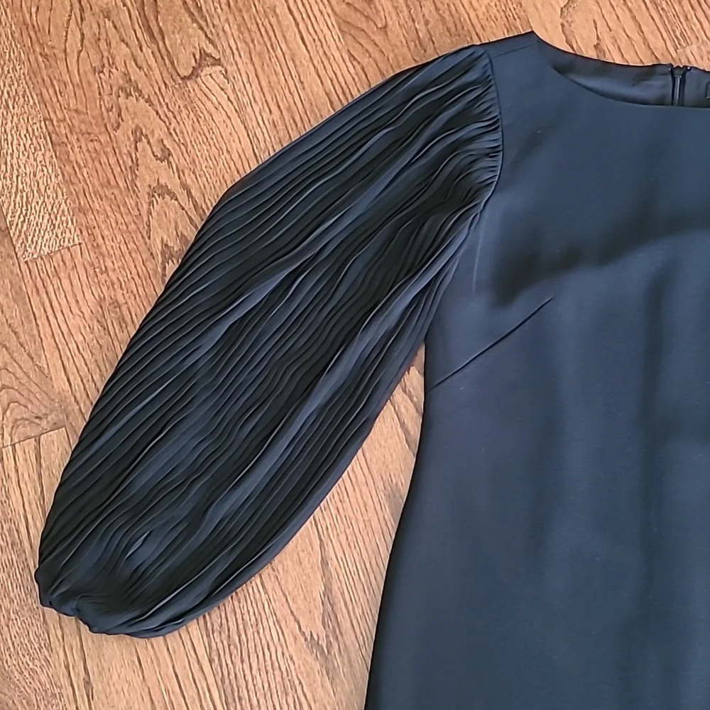 White House/Black Market Classic Black Dress with Long Crepe Sleeves - Size 4 - Picture 6 of 13